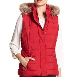 Banana Republic Hooded Red Puffer Vest